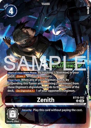 デジモンカード ゼニス BT18　エボリューションカップ Zenith (Evolution Cup 2026 Vol. 1 Winner) (BT18-092-EW) | Busca de