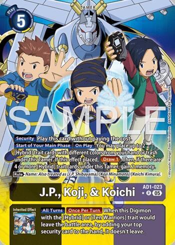 J.P., Koji, & Koichi (Alternate Art) (AD1-023-AA) | Busca de