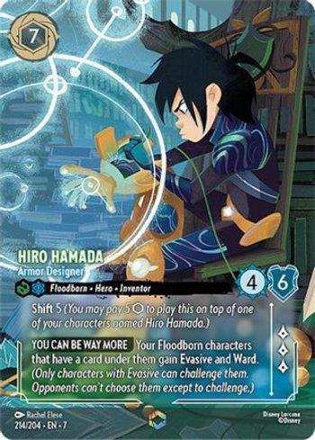 Disney Lorcana ヒロ・ハマダ アーマー設計者 ロルカナ Hiro Hamada - Armor Designer (Enchanted) (214) | Busca de Cartas