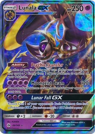 Carta Pokémon Lendário Lunala Gx Dourada Sol E Lua