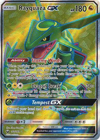 Carta Pokemon Em Metal Rayquaza GX Shiny - Colecionador | Cartinhas Pokémon