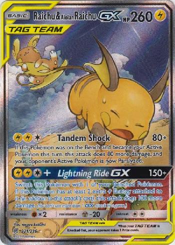 Carta Pokémon Raichu E Raichu De Alola Gx Sintonia Mental