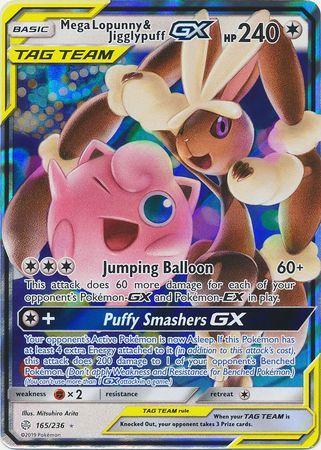 Carta Pokemon Mega Lopunny e Jigglypuff GX Full Art Aliados