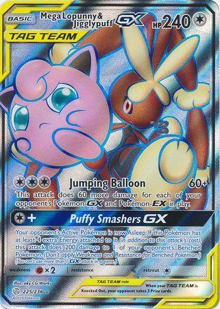 Carta Pokemon Mega Lopunny e Jigglypuff GX Full Art Aliados