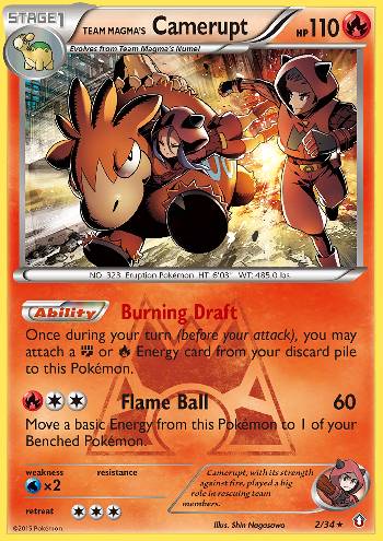 Camerupt (carta rara tipo fogo) - Pokémon TCG Cards (original em português)