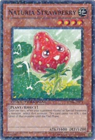 strawberry yugioh card Naturia - 1st Edition HAC1-EN110 - NM - you can have this card gain ATK equal to the Level of 1 of those monsters x 100 Morango de Naturia / Naturia