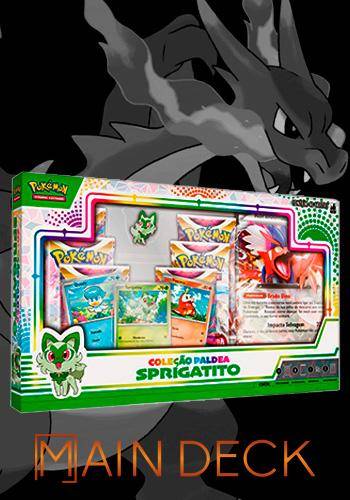 Box Pokémon Coleção Paldea Miraidon Ex 40 Cartas Sprigatito - Verde