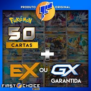 Lote 50 Cartas Pokémon Gx Em Português Cartas Brilhantes Sem