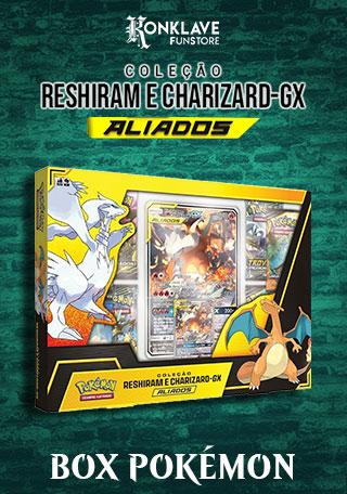 Carta Pokémon Reshiram e Charizard GX Aliados Elos Inquebráveis