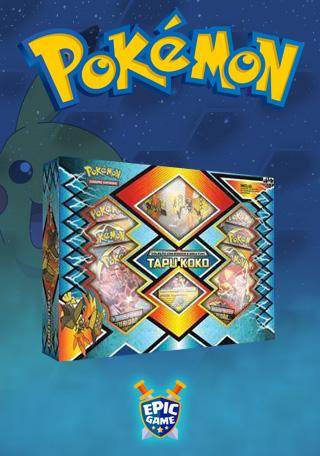 Cartas Pokemon - BOX COLEÇÃO COM MINIATURA TAPU KOKO - Carta Prisma  Promocional