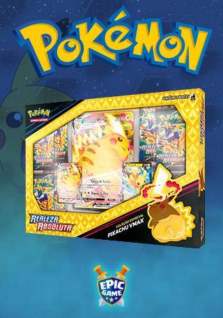 Box de Cartas Pokémon - Pikachu Vmax - Realeza Absoluta - Coleção