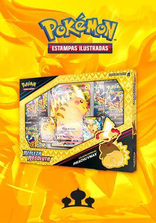 Box Pikachu VMAX Realeza Absoluta COPAG Original 8 Booster Carta