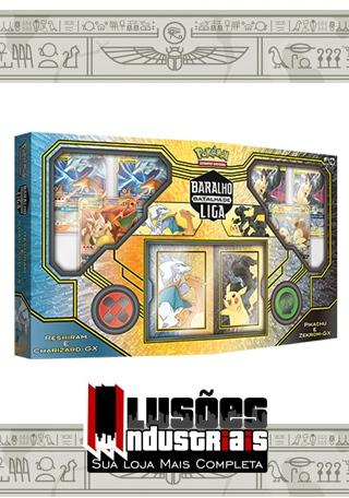 Coleção box baralho de batalha de liga reshiram e charizard gx pikachu e  zekrom gx