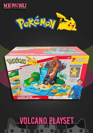 Batalha Pokemon Boneco Pikachu - Playset Vulcão Transporte