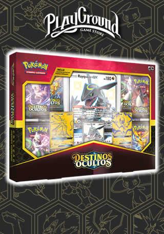 Box Pokémon Destinos Ocultos Rayquaza-GX Shiny Solgaleo-Gx Dourado