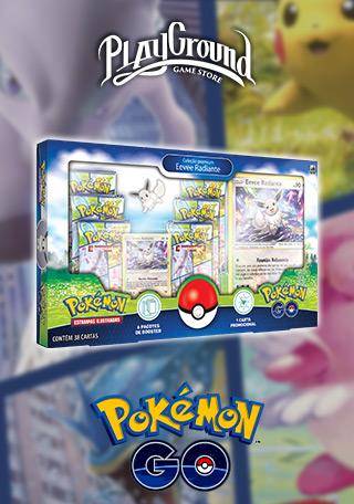 Box Coleção Premium Eevee Radiante Com Broche Pokémon GO COPAG TCG