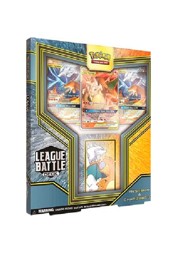 Coleção box baralho de batalha de liga reshiram e charizard gx pikachu e  zekrom gx