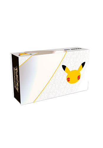 Box Coleção Dourada Pokemon 25 Anos Pikachu V Pokebola Com Cartas