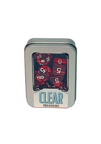 Conjunto de 7 dados Buró - Translúcido - Vermelho