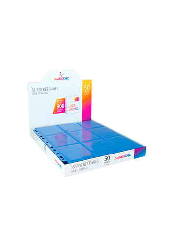 Caixa com 50 Folhas para Fichário Gamegenic Ultrasonic - 18 bolsos - Side Load - 11 furos - Azul