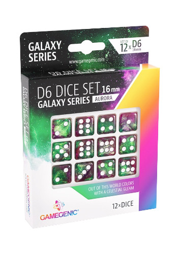 Conjunto de 12 dados D6 Gamegenic - Galaxy Series: Aurora